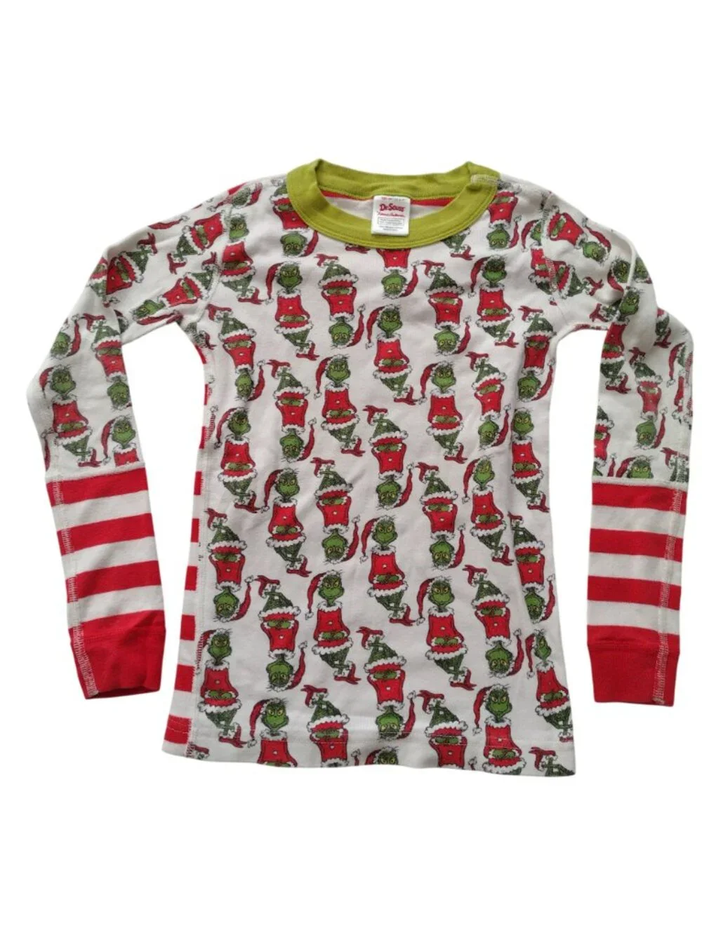Hanna Andersson Grinch Pajamas Sz 6-7 Mixed Print Christmas Long John Pjs